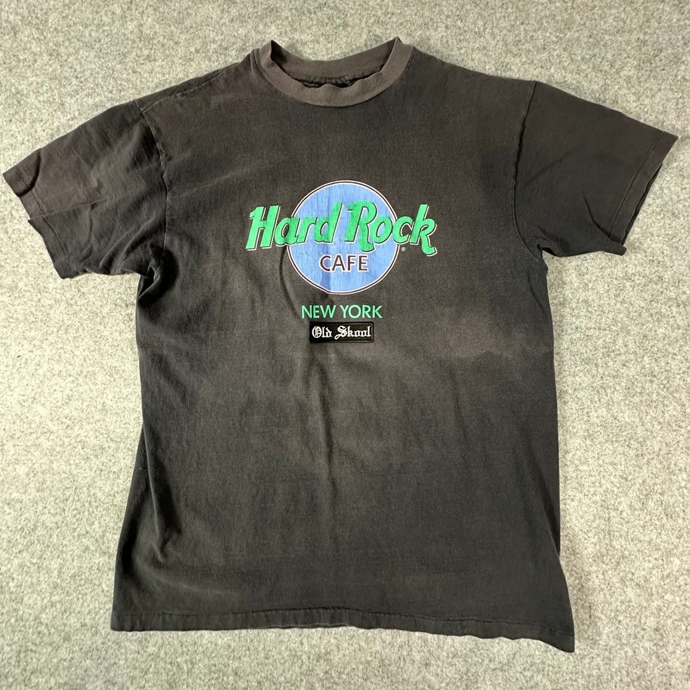 Hard Rock Cafe Custom Shirt Mens XL Black VTG New York Old Skool Hanes‎ Beefy-T